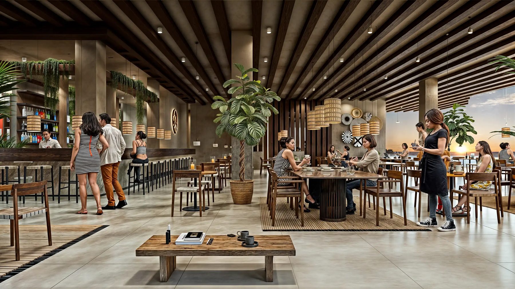 3D-Innenvisualisierung Makara, Restaurantbereich