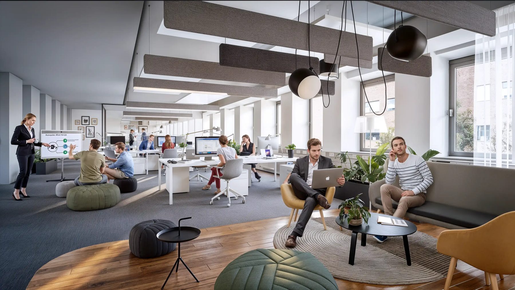 3D-Innenvisualisierung Coworking Köln, Open Space Büro